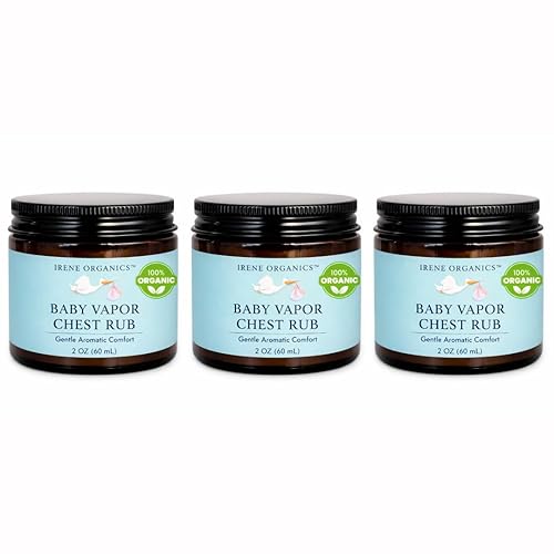 Irene Organics Bálsamo de vapor para el pecho, eucalipto natural y lavanda para bebés y niños, sin petróleo, no tóxico, suave para recién nacidos