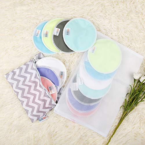 Alvababy Suede Cloth Nursing Pads Washable Organic Breastfeeding For Mothers Suede Cloth Flat Bottom Soft Absorbent 4.72 Inch 14 Pieces Of Multicolor Breast Pads 14Rds #TOP5