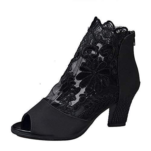 Zapatos de tacón Alto de Malla de Mujer con Zapatos de Encaje...