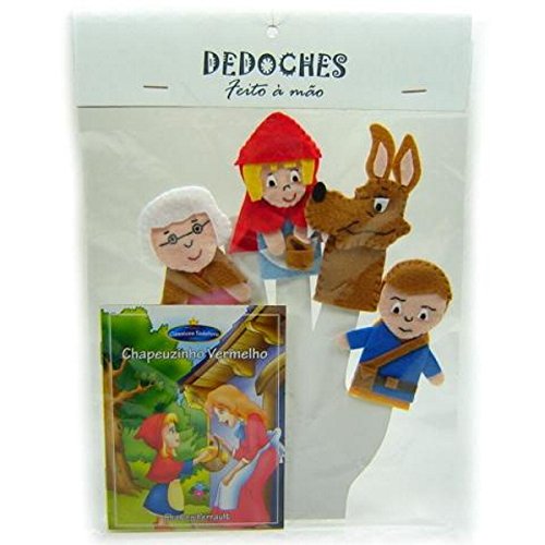 Dedoches de Feltro - Chapeuzinho - 4 Personagens - Multicolorido - 100% Artesanal
