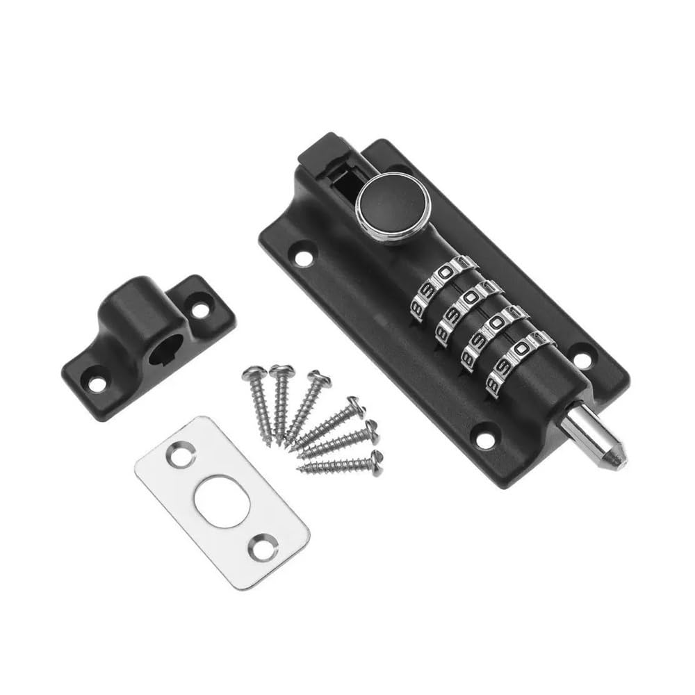 Corrosion Resistant Keyless Door Bolt Lock,Indoor Outdoor Anti-Tamper(Black)