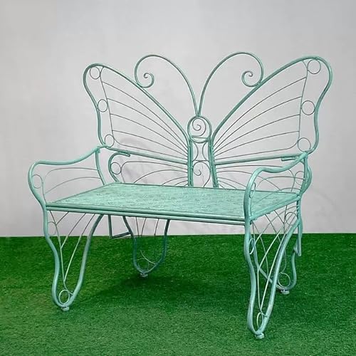 Banc de jardin extérieur blanc 45 pouces banc de patio en métal papillon pour cour