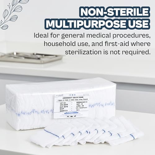 Image of LIFEMED Non-Sterile Gauze Swab 7.5cm x 7.5cm x 12Ply with X-Ray Detectable Thread - High-Absorbency Medical Dressing for Wound Care, Surgical Use & First Aid (Pack of 100 Swabs)