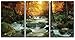 wall26 - Forest Waterfall Scene - Canvas Art Wall Decor - 16" x 24" x3 Panels