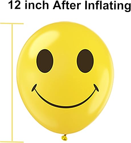 Miniatura 4 de Globos de fiesta para niños, paquete de 50 globos amarillos de cara sonriente de 12 pulgadas para fiestas de cumpleaños infantiles, baby shower,