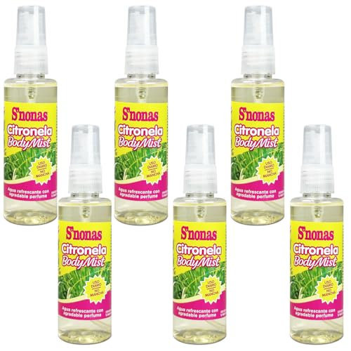 Spray Citronela Líquida Antimosquitos 6 x 60 ml | Agua de Citronela para Mosquitos con Aroma Suave y Agradable