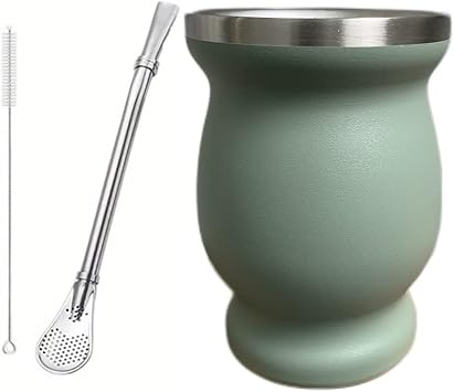 8OZ Yerba Mate Gourd Tea Cup Set, Green