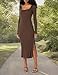 PAIGE womens Benita Long Sleeve Square Neckline Below the Knee in Brown Taupe Casual Dress, Brown Taupe, Large US