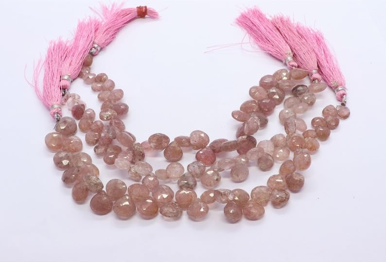 Natural  Strawberry pear Faceted Beads 8-9 MM 8 inch Long String Jewelry Making Gemstone Beads for Necklace Bracelet