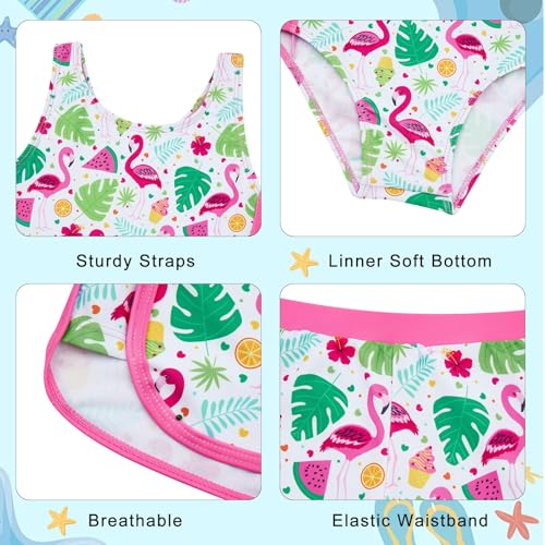 Image of TUONROAD Toddler Girls One Piece Swimsuit 2Pcs Bathing Suit Kids Swimwear with Short for 3-9
