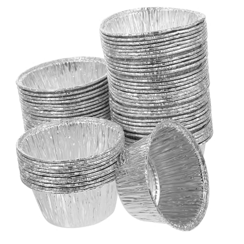 LABRIMP 100 piezas Moldes Desechables de Aluminio para Tartaletas de Unidades Resistentes al Horno y Congelador Molde Mini para Flanes y Cupcakes Distribución Uniforme del Calor