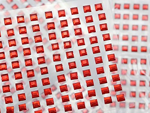 Allstarco 4mm (5/32") Red Square Self-Adhesive Acrylic Rhinestones, 500 PCS