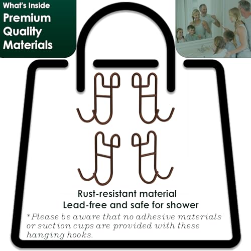 Image of Shower Caddy Hooks, Razor Hanger for Shelf and Loofah (Bronze - 4 Open)