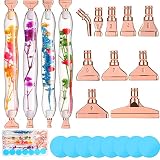 Geyoga 23 Pcs Flower Diamond Painting Pen Resin Diamond Art Pens DIY Diamond Art Wax Rose Gold Diamo