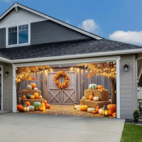 HOMETITUTE 13x6ft Thanksgiving Farmhouse Garage Door Banner Fall Decor