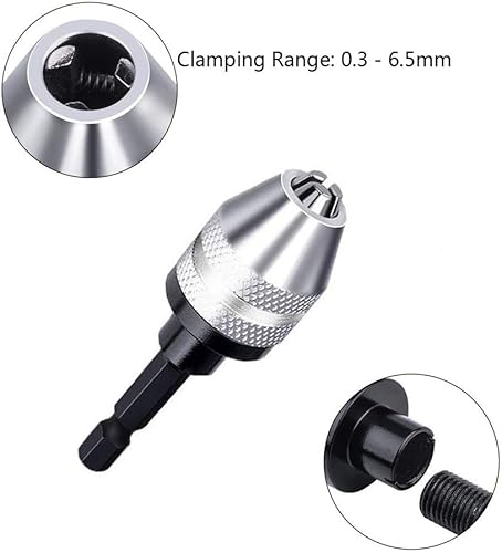 Miniatura 3 de Mango hexagonal sin llave, capacidad de 0.012-0.256 in, herramienta de conversión de portabrocas sin llave de 14 pulgadas, herramienta de conversión