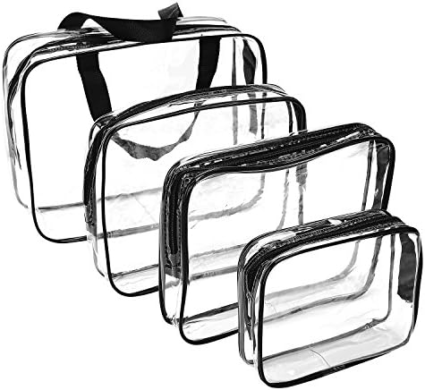 Clear Makeup Bags, Travel Bag/Travel Toiletry Bag Kit 4 Pack Travel Toiletry Cosmetic Bag Portable Waterproof PVC Organizer Case for Men & Women(4 pack, 3 size)