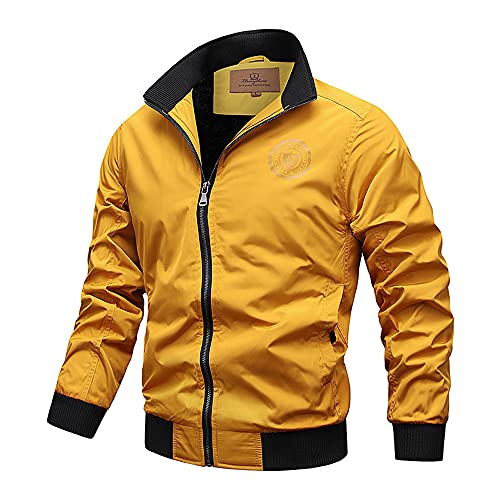 Nightborne Herren Bomberjacke Baseball Jacke (gelb,L)