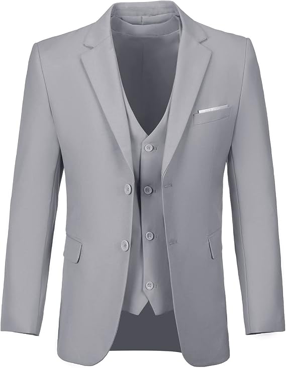 Furuyal Mens Suits 3 Piece Slim Fit Suit Set Formal Wedding Business Tuxedo