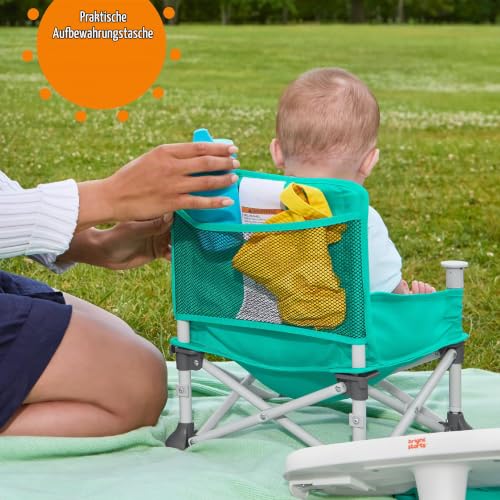 Bright Starts Pop ’N Sit Tragbare Sitzerhöhung, für drinnen und draußen, Bodensitz mit Essenstablett, Blaugrün, 6 Monate - 3 Jahre – Ansicht 4