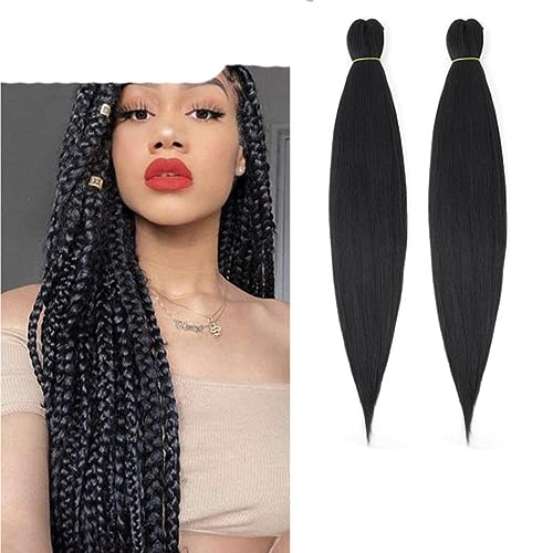 Cabello trenzado sintético suave para niños Trenzas Jumbo cortas Cabello 12/16/20/26/30 pulgadas Extensiones de cabello recto preestirado-# 1B, 30 pulgadas, 1 unids/lote