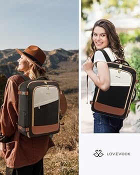 LOVEVOOK Handbagagerugzak, voor dames, groot, 40 liter, reisrugzak, vliegtuig, 17 inch-laptoprugzak, waterdicht, draagtas, cabinetas, dagrugzak voor reizen, beige