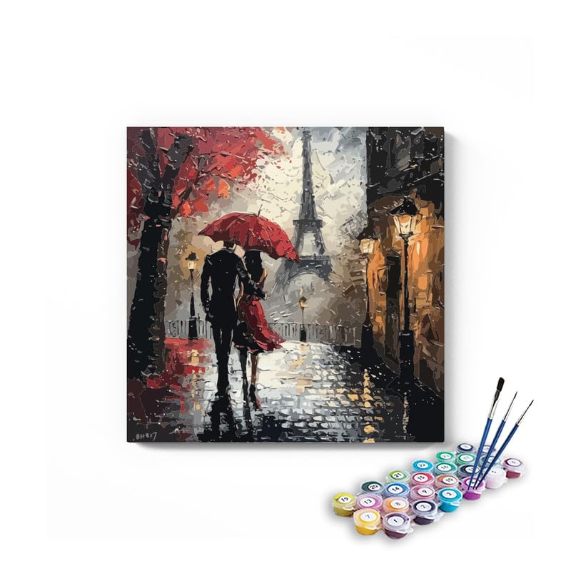 Eazy Arts Romantic Walk in Paris DIY Painting by Number Set