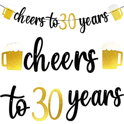 30 Geburtstag Deko Banner - Level 30 Unlocked Girlande Schwarz Glitzer