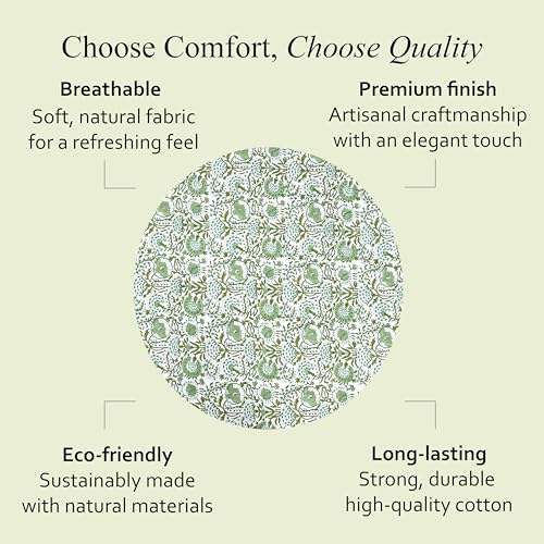 CPC Agate Green Block Print Cotton Handmade Round Tablecloth 110 Inch Decorative Table Cover for Home Decor, Dinning, Festive, Wedding, Farmhouse Gift for Spring, Mother's Day by CPC COTTON PRINT CLUB - Image 8