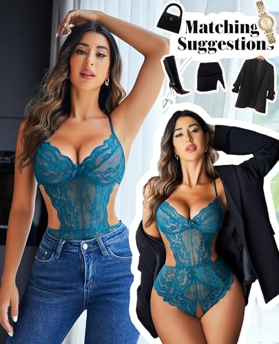 Image of Avidlove Women Lingerie Lace Bodysuit Teddy Lingeries V Neck Cut Out One Piece Mini Babydoll