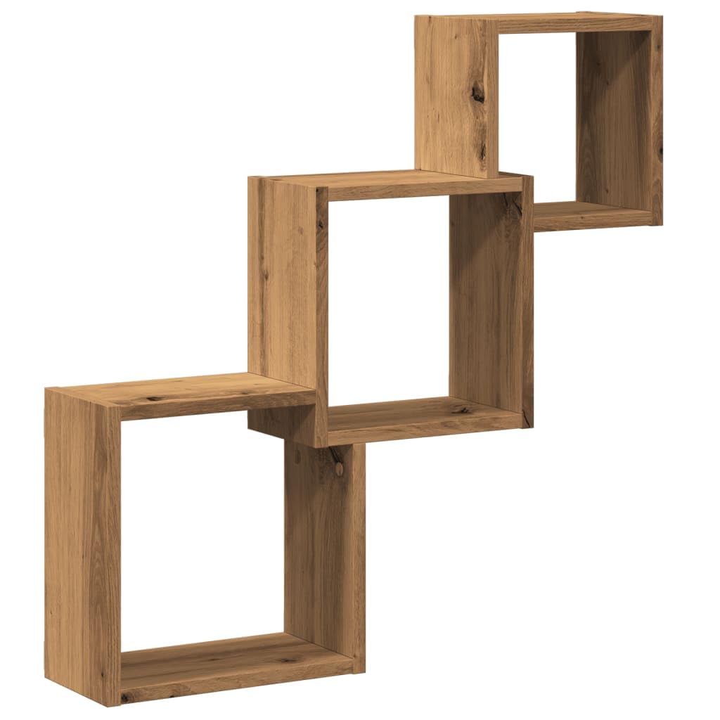 vidaXL Estante Cubos Pared Madera ingeniería Roble Artisan 68x15x68 cm