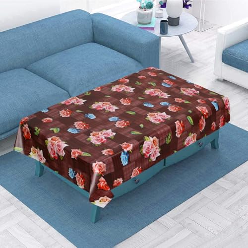 Image of Dakshya Industirs PVC Waterproof Table Cover 36x54 Inch Floral Printed Center Table Cover Washable Plastic Table Sheet Oilproof Dining Table Cover for Coffee Table Living Room Home (Floral Aura)