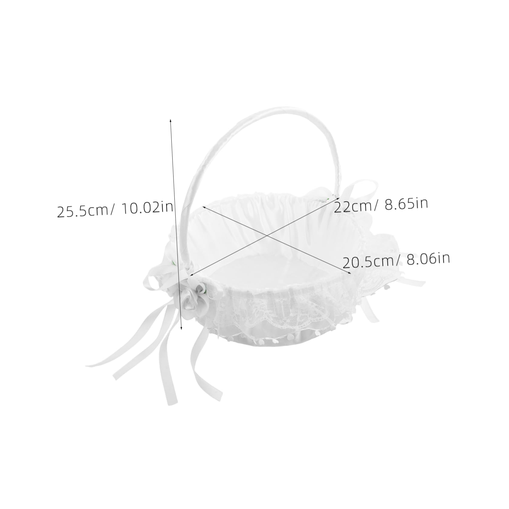 Beavorty Wedding Flower Girl Basket with Lace Handle Elegant Basket for Bridal Shower Ceremony Timeless Design for Versatile Use