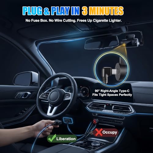 Image of OBD Dash Cam Power Cable USB C,Parking Mode Kit with Low Voltage Protection