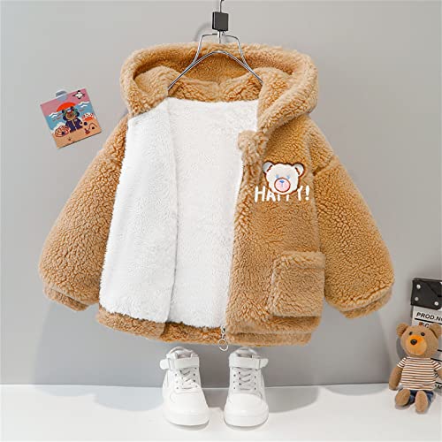 Cartoon Fleece Sherpa Zip Up Jacket for Baby Girls Hooded Bear Ears Coat with Pockets Toddler Boys Cute Warm Clothes2