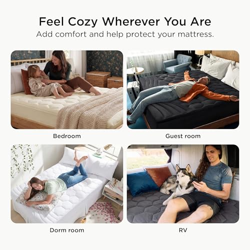 Image of Bedsure Full Size Mattress Pad - Quilted Fitted Mattress Topper Protector with 8-21 Inches Deep Pocket, Noiseless Breathable Bed Cover Padded, Machine Washable, White, 54x75 Inches (Pack of 2)