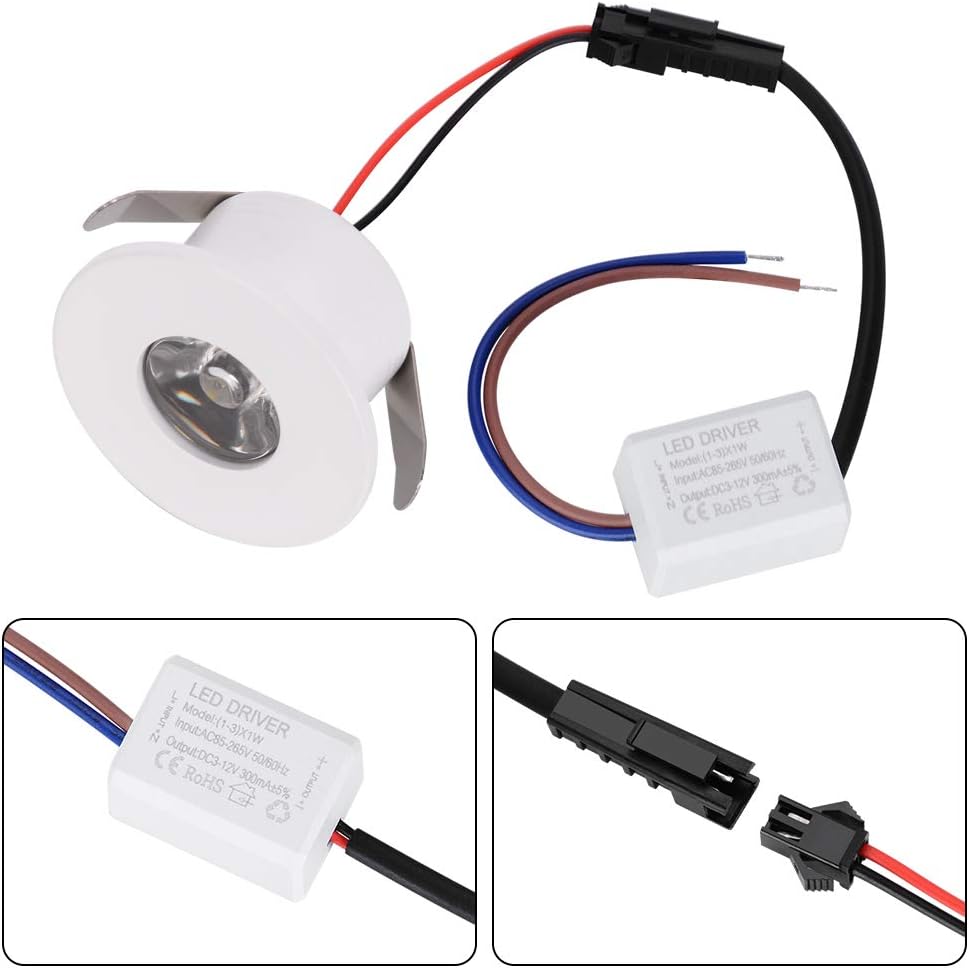 5 Pack 1W Mini LED Recessed Lighting, 1 Inch Recessed LED Lights with Driver Power Supply, AC 110V Under Cabinet Lighting Under Cabinet Lights 120LM Cool White 6000K