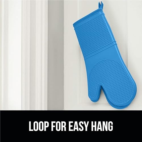 Miniatura 54 de GORILLA GRIP Juego de 4 manoplas de horno de silicona suave sin BPA y soportes para ollas, resistentes al calor, forro de algodón grueso, agarre Rojo