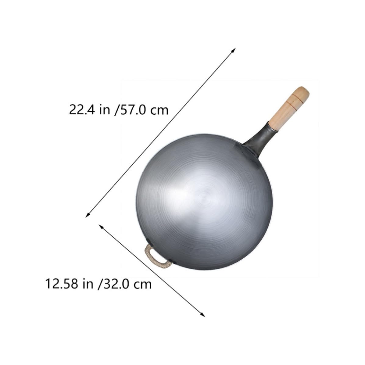POPETPOP Wok Utensile Multifunzionale Padella Antiaderente Manico in Legno in Ferro Spesso Resistente e Pratico per Cucina a Gas, per Cucinare e Barbecue