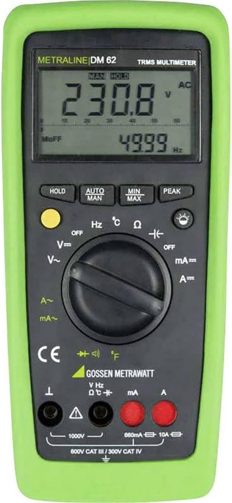 Metraline DM 62 Handheld Multimeter Digital CAT III 600 V, CAT IV 300 V Display (Counts)