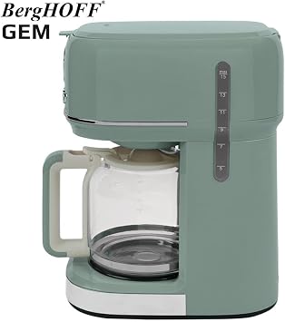 BergHOFF Gem Retro Filter Coffee Machine – 900 W, 1.5 L Glass Teapot | Mint Green