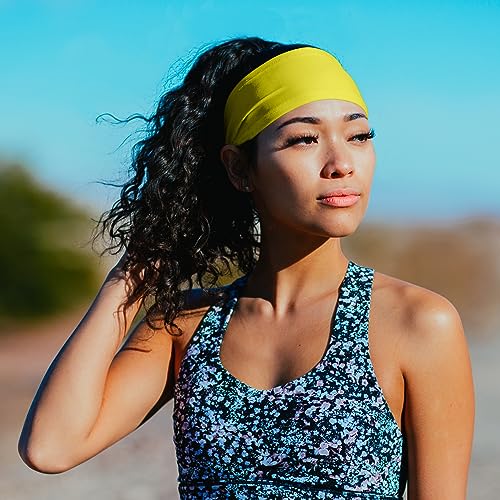 Image of Suddora Solid Color Wide Headband /Sweatband - Workout, Football, Soccer, Yoga (Yellow)