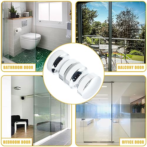 Image of 2 Pack Shower Glass Door Handle, Stainless Steel Shower Doors Knob Double Sided Pull Hardware for Bathroom Glass Doors (Polished Chrome)
