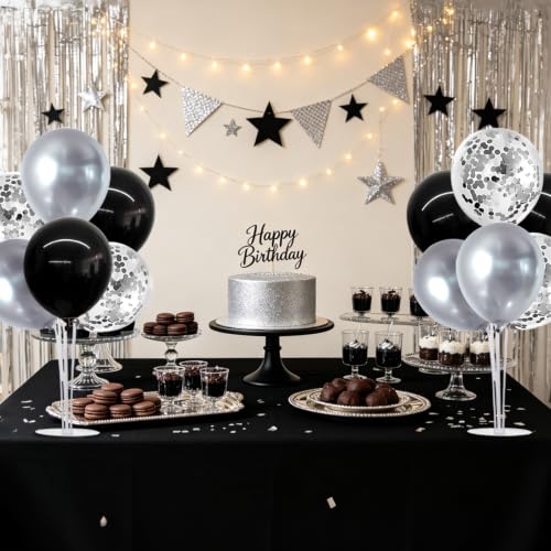 Image of TONIFUL 6 Set Black Silver Balloon Stand Balloon Centerpieces for Table