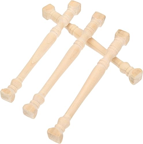 Gadpiparty Poste de esquina en miniatura para casa de muñecas: 4 piezas de pilar romano de madera, muebles de madera para casa de muñecas, postes de