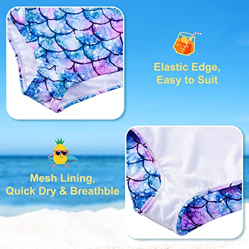 Funnycokid Girls Mermaid Bathing Suits Size 10 Fish Scale Printed Quick Dry One Piece Swimsuit Swimwear Upf 50+ 9-10T #TOP5