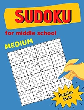 Paperback Medium Sudoku For Middle School Puzzles 16x16: Math riddles book for Teens, smart gifts for Boy & Girl, worksheet and answer key one puzzle per page Book