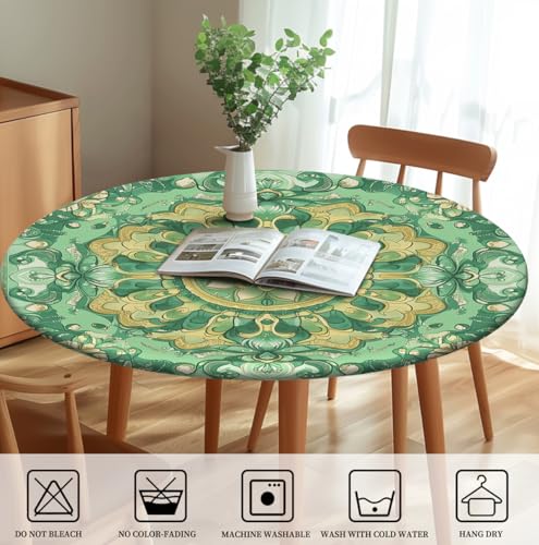 Yesad Waterproof Tablecloths Round Table Cloth with Elastic for Parties, 46"-50" Table, 52Inch Tablecover, Boho by Yesad - Used condition - Image 7
