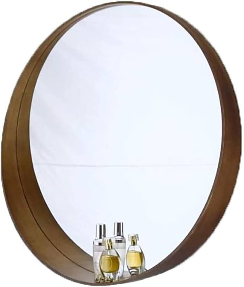 ミラー おしゃれ 壁掛け ウォールミラー 壁掛け鏡 化粧鏡 壁掛けミラー バスルームミラー 壁飾り ラウンドウォールバスルームハンギングミラー、壁に取り付けられたバニティミラー、サークルウッドフレーム化粧鏡、壁の装飾的な鏡居間用 玄関鏡 壁鏡 浴室鏡 (Color : B, Size :