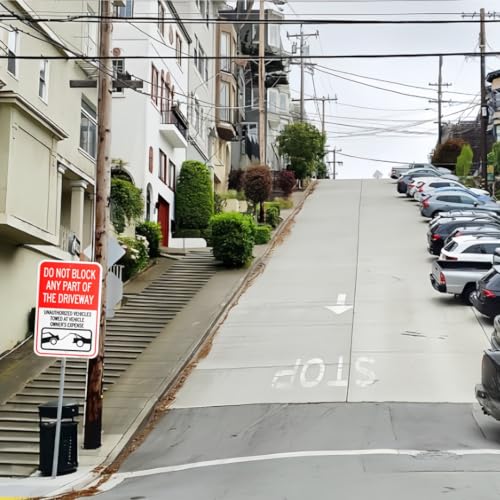 Large Do Not Block Any Part Of The Driveway Unauthorized Vehicles Towed Sign, 18\"x 12\" .040 Rust Free Aluminum – Reflective, UV Protected and Weatherproof